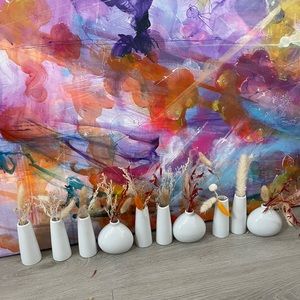 Bud Vases With Pampas/dried Flowers (10 Pieces)